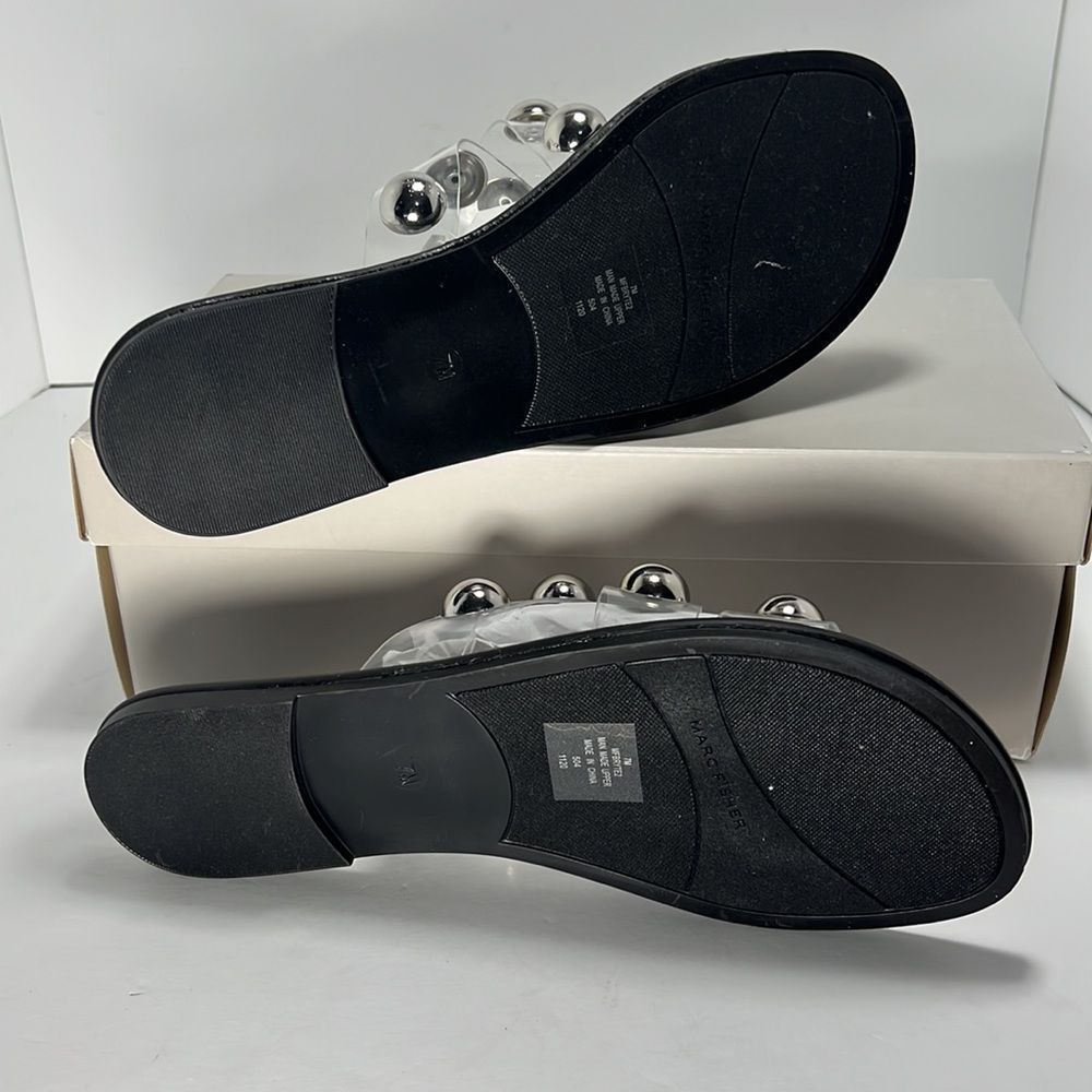 Marc Fisher Bryte 2 Clear Flat Slides Size 7m - image 5